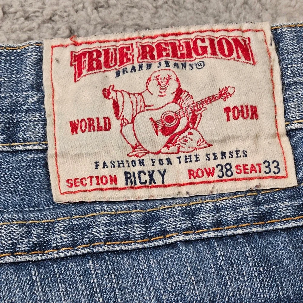 True Religion Y2K Ricky Wide Leg Boot Cut Fit Medium Wash Jean Mens Size 38 x 33